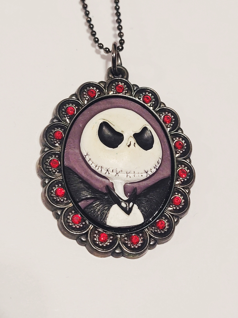 Disney Jack Skellington Cameo Necklace with Purple and Red Accents